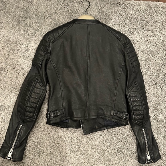 Burberry Quilted Black Moto Biker Leather Jacket Size US 2 gently used - Picture 3 of 4